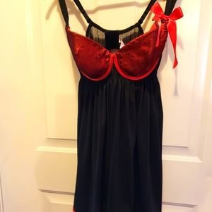 NWOT PLUS Cacique Babydoll Lingerie Top Size 18/20 Red and Black Lace